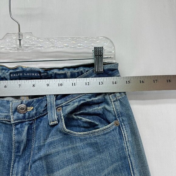 Ralph Lauren Jeans Women 28/34 Dungarees Low Rise Bootcut Light Washed Blue - Picture 10 of 11